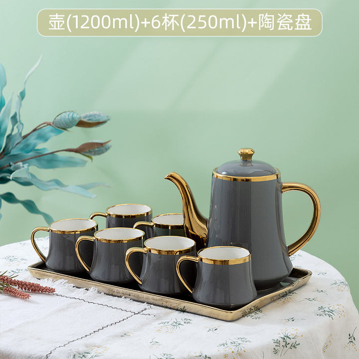 批发欧式陶瓷茶具高档水壶水杯杯具茶壶轻奢水具客厅茶杯杯子套装