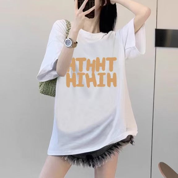 短袖T恤女2025夏季新款休闲胖mm半袖oversize宽松情侣上衣服ins风