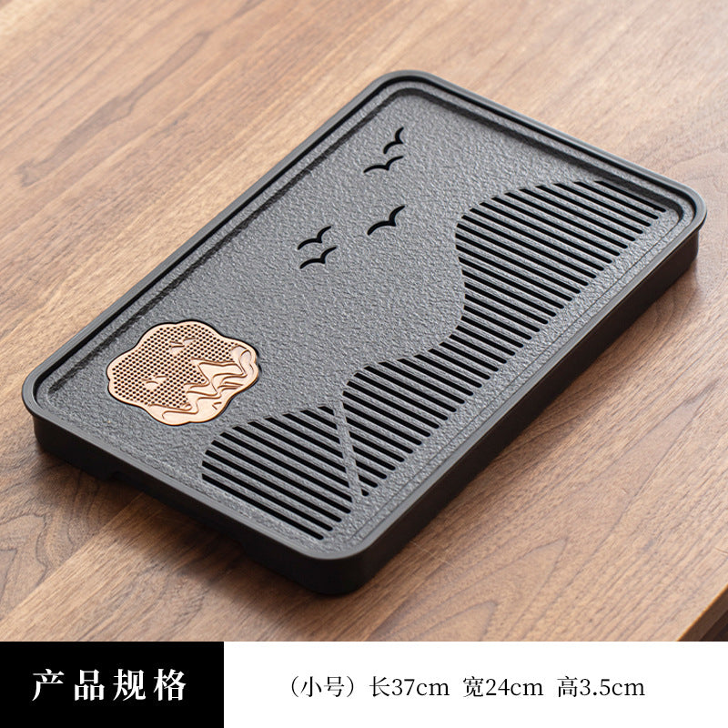 A类仿乌金石方形蓄水茶盘套装防霉家用办公茶台沥水茶具排水托盘