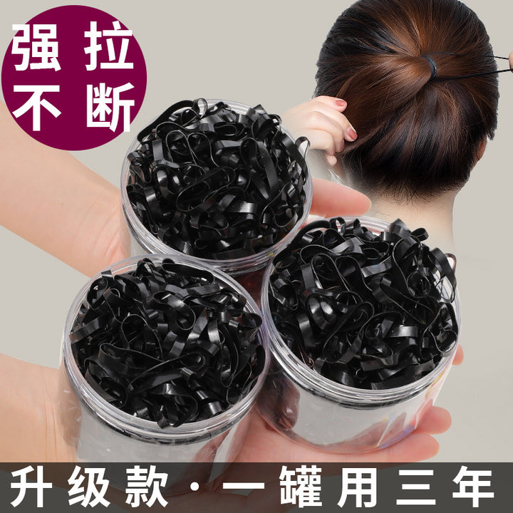 橡皮筋女扎头发加粗加厚发圈一次性高弹力耐用黑色胶圈小头绳大人