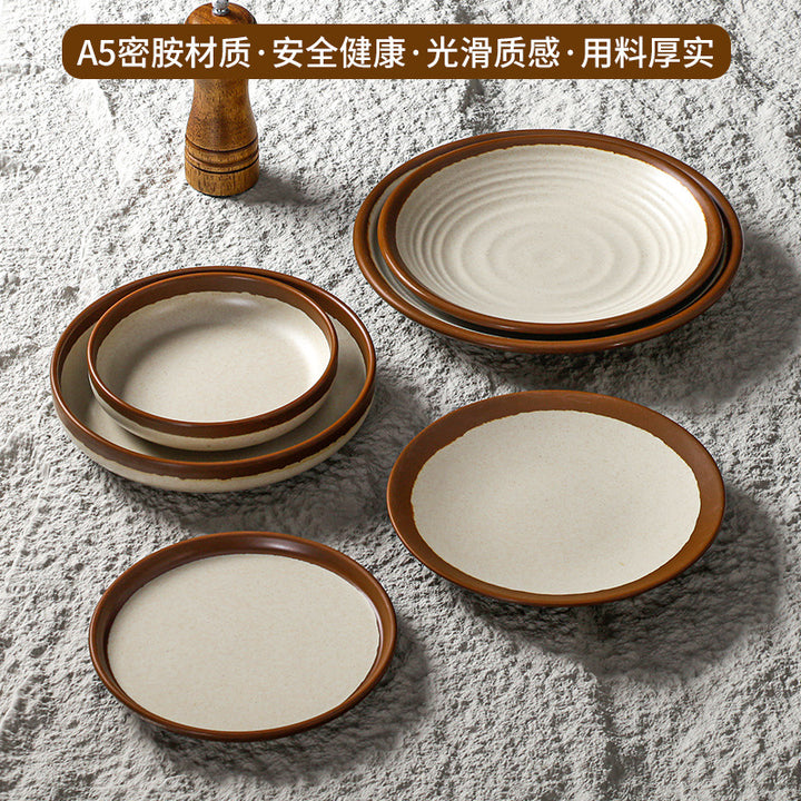 祥源美密胺创意复古餐具商用餐厅饭店火锅店盘子菜盘仿瓷塑料面碗
