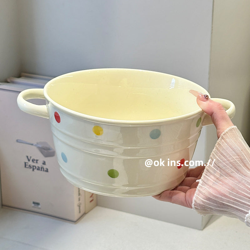 波点可爱陶瓷餐具组合套装碗碟米饭碗一人食碗盘套装家用筷子勺子