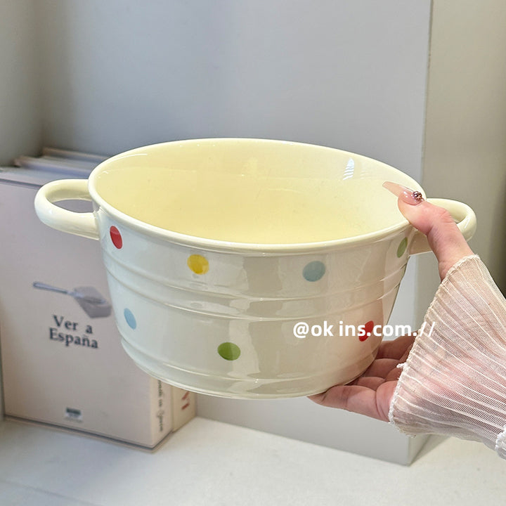 波点可爱陶瓷餐具组合套装碗碟米饭碗一人食碗盘套装家用筷子勺子