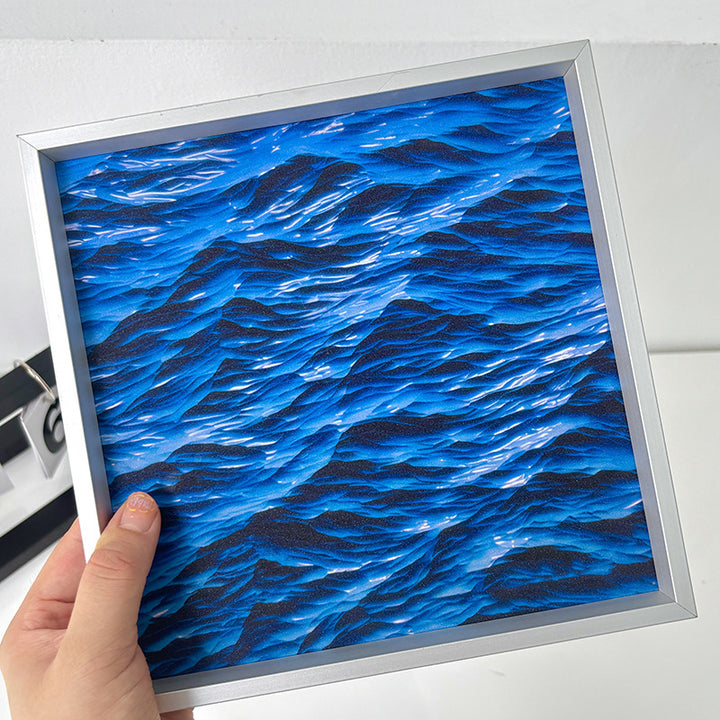 《掌心海》侘寂风海浪客厅装饰画蓝色卧室玄关平面喷绘背景墙挂画