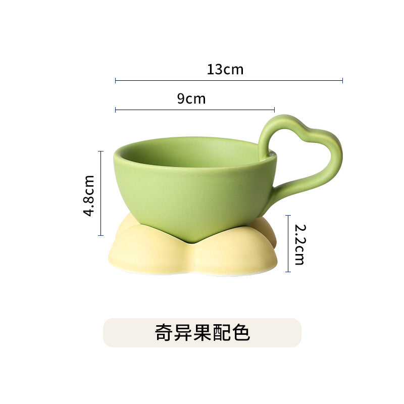 创意咖啡杯碟套装ins风 可爱杯子礼物陶瓷高颜值咖啡杯酸奶早餐杯