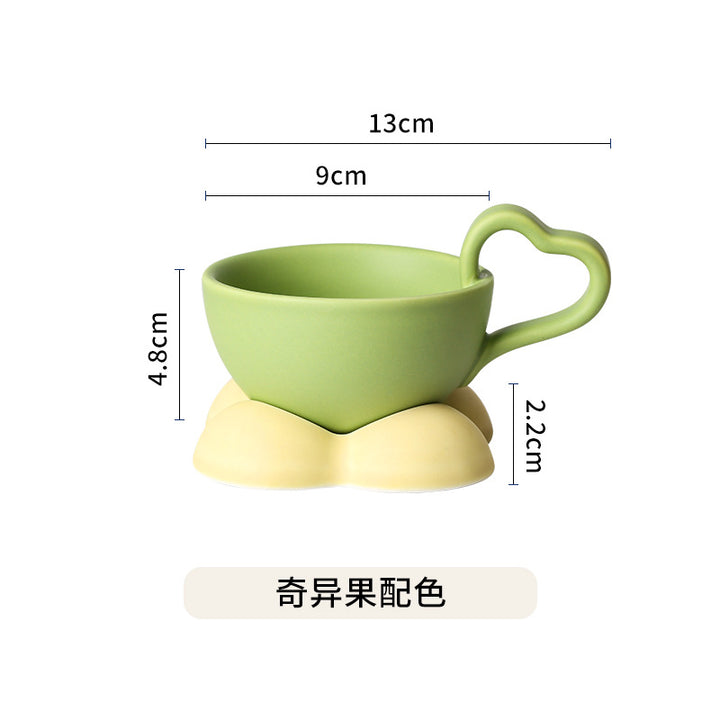 创意咖啡杯碟套装ins风 可爱杯子礼物陶瓷高颜值咖啡杯酸奶早餐杯