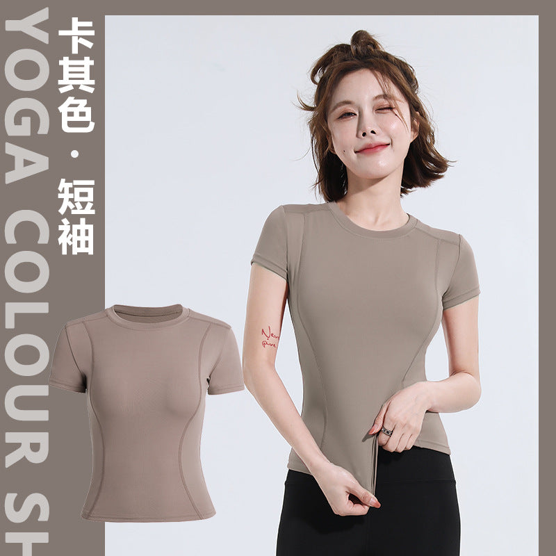 Spring Summer Slim Fit Sports Short Sleeve T Shirt Top Women Fitness Short Sleeve Moisture Wicking