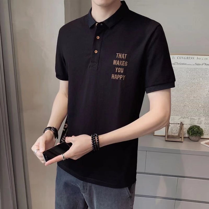 polo衫男士短袖t恤翻领2022夏装刺绣ins潮牌身男生韩版修体恤上衣
