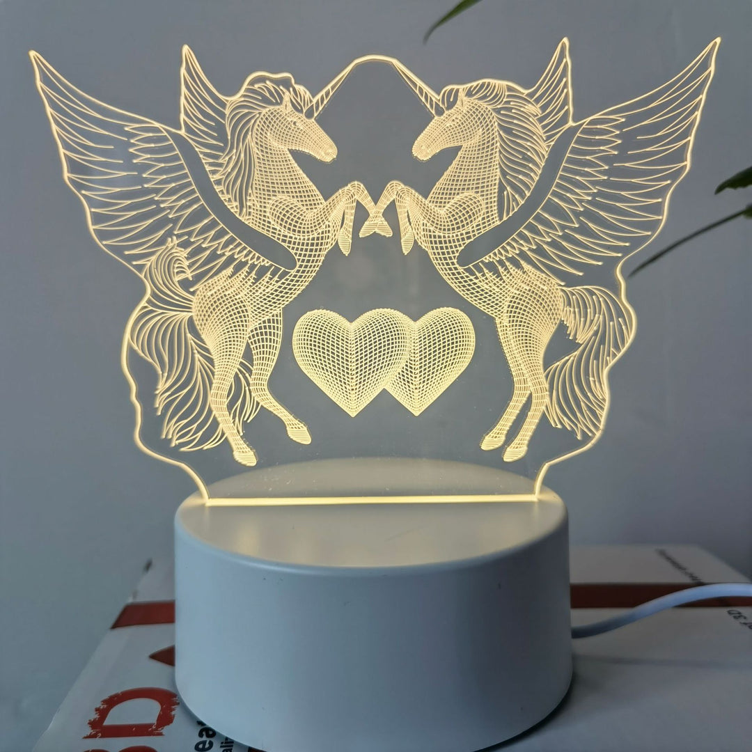 批发3D小夜灯 USB儿童卡通圣诞礼物小夜灯手写亚克力七彩遥控台灯