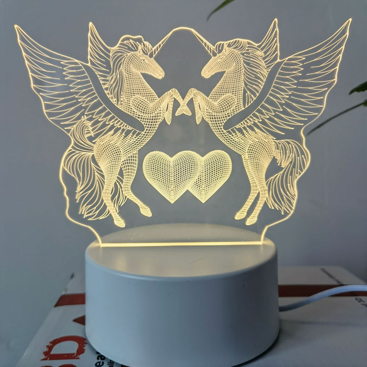 批发3D小夜灯 USB儿童卡通圣诞礼物小夜灯手写亚克力七彩遥控台灯