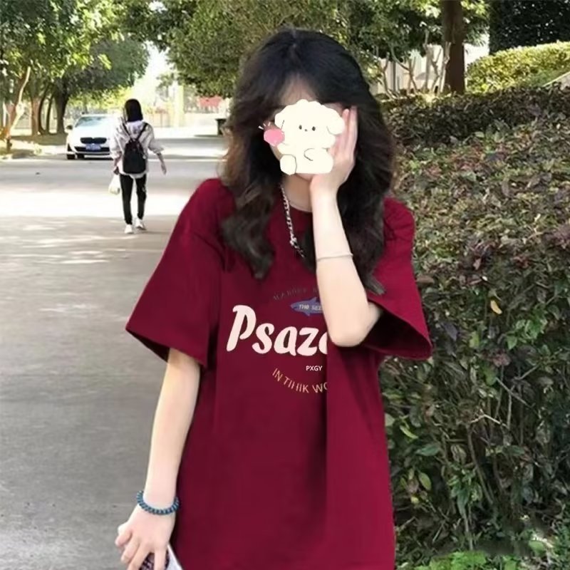 新款慵懒夏季街头T恤圆领字母原宿时尚五分袖百搭潮流女厂家直销