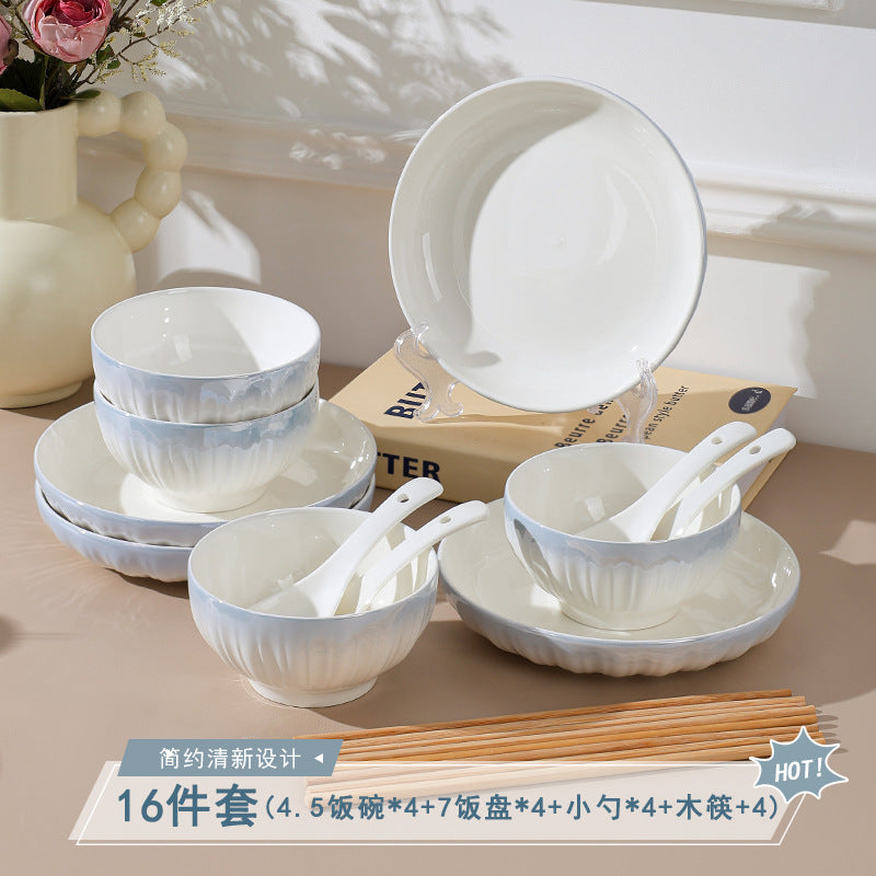 洛可可高颜值餐盘陶瓷盘子家用碗碟套装高级感高温烤花碟子菜盘