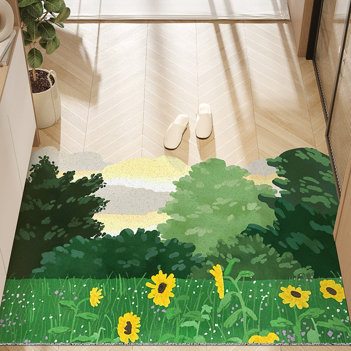 Floral Floor Mat Home Entryway Foot Mat Entryway Decor Stain Resistant Door Mat