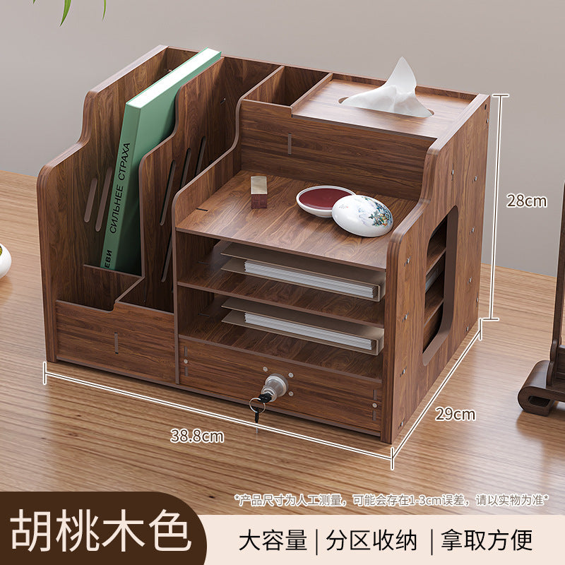 Multi-Layer Desktop Drawer Storage Box with Lock – Office Desk Organizer