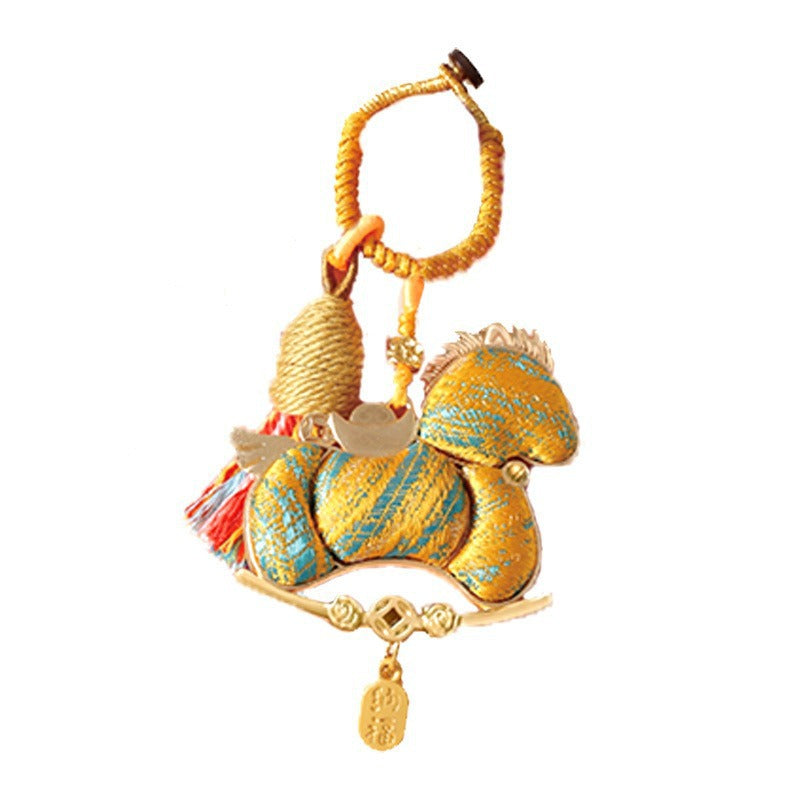 Horse Year Lucky Wealth Keychain – New Chinese Style Metal Key Ring