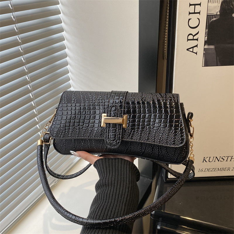 Spring New Retro Small Square Shoulder Bag – Women's Crocodile Pattern Bag