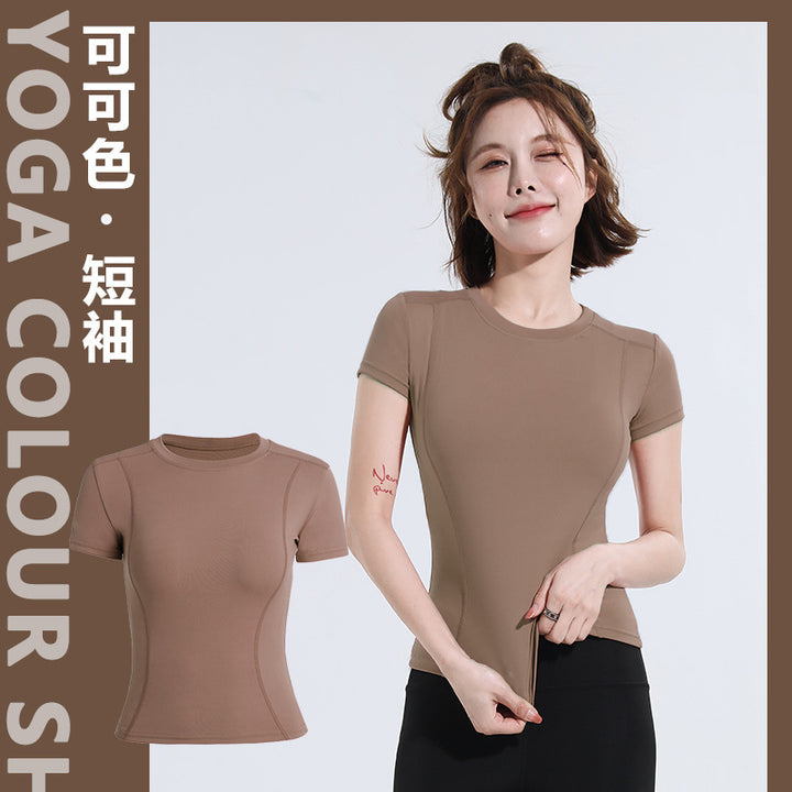 Spring Summer Slim Fit Sports Short Sleeve T Shirt Top Women Fitness Short Sleeve Moisture Wicking