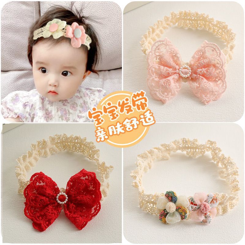 新款婴儿发带韩版蝴蝶结花朵儿童发饰头带护囟门皇冠饰品套装礼盒