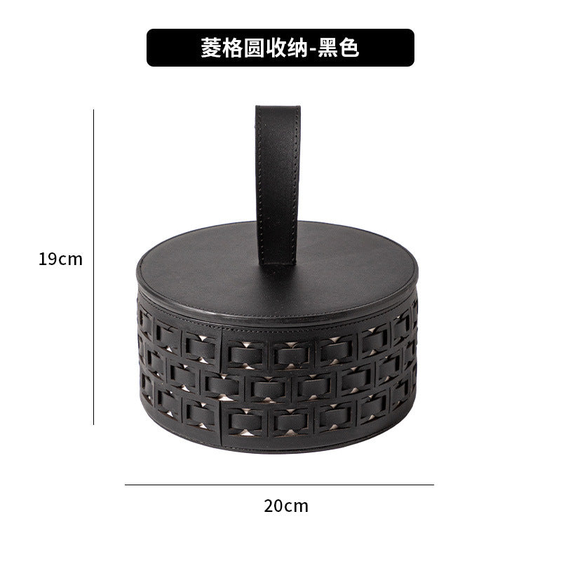 手提遥控器收纳盒高级创意客厅茶几桌面分类整理盒皮质玄关收纳盒