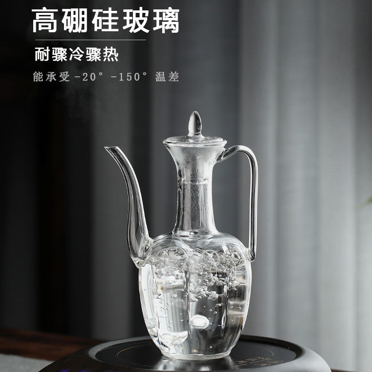 仿宋玻璃执壶贵妃壶 冷热泡茶壶仿古茶壶 高硼硅透明玻璃茶具茶壶