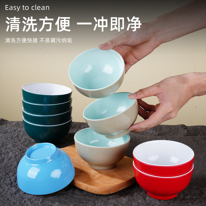 A5密胺小碗双色食堂餐具商用饭店餐饮米饭碗塑料小汤碗火锅蘸料碗