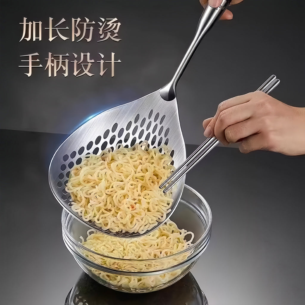 Large Stainless Steel Strainer Ladle – Food-Grade Thickened Kitchen Dumpling Skimmer