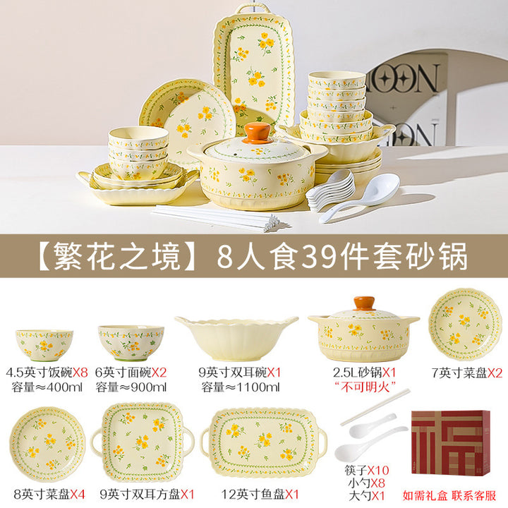 Ceramic Bowl & Plate Set Home Small Souvenir Gift Tableware Set New Housewarming Gift Giving Wholesale