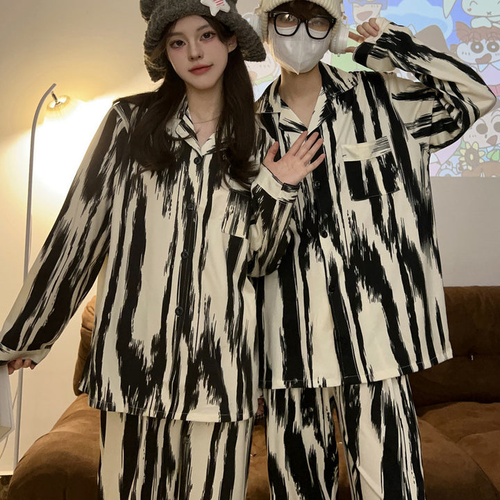 批发情侣睡衣春秋长袖长裤套装2023年新款可爱秋季女家居服可外穿