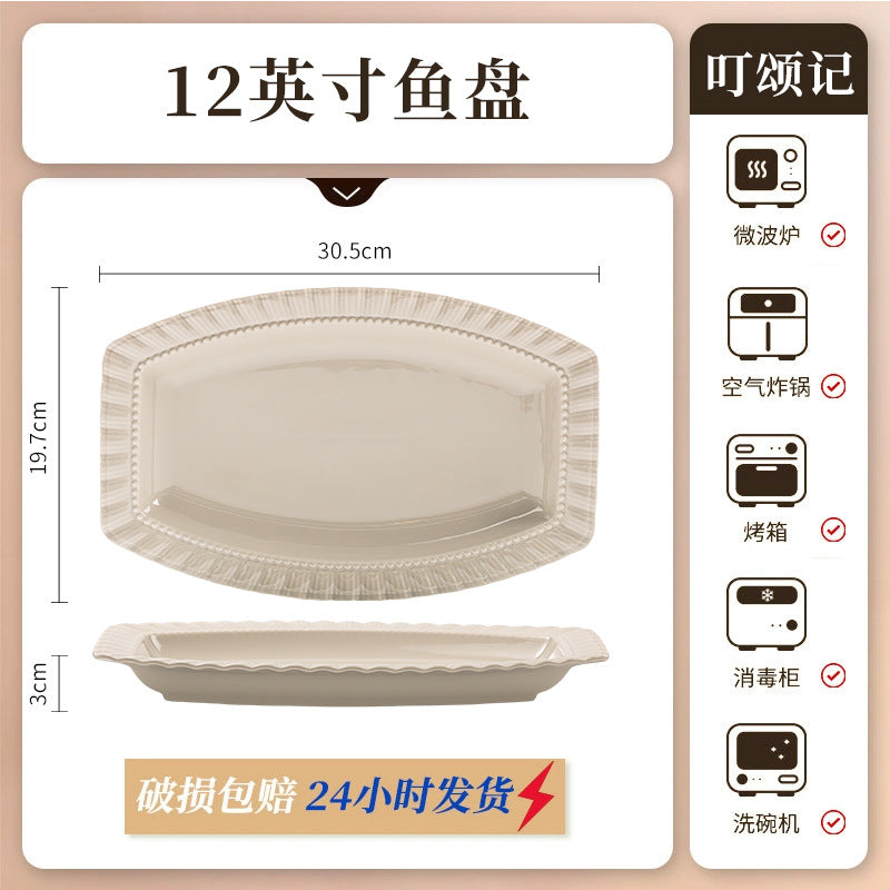 KANGMO Ceramic Dinner Set - Light Luxury Rice Bowls & Serving Plates Gift Set