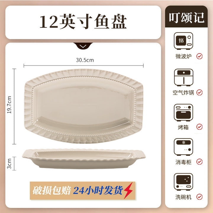 KANGMO Ceramic Dinner Set - Light Luxury Rice Bowls & Serving Plates Gift Set