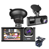 HD Rear View 3-Lens Car Dash Cam – Phone Connected Vehicle Recorder