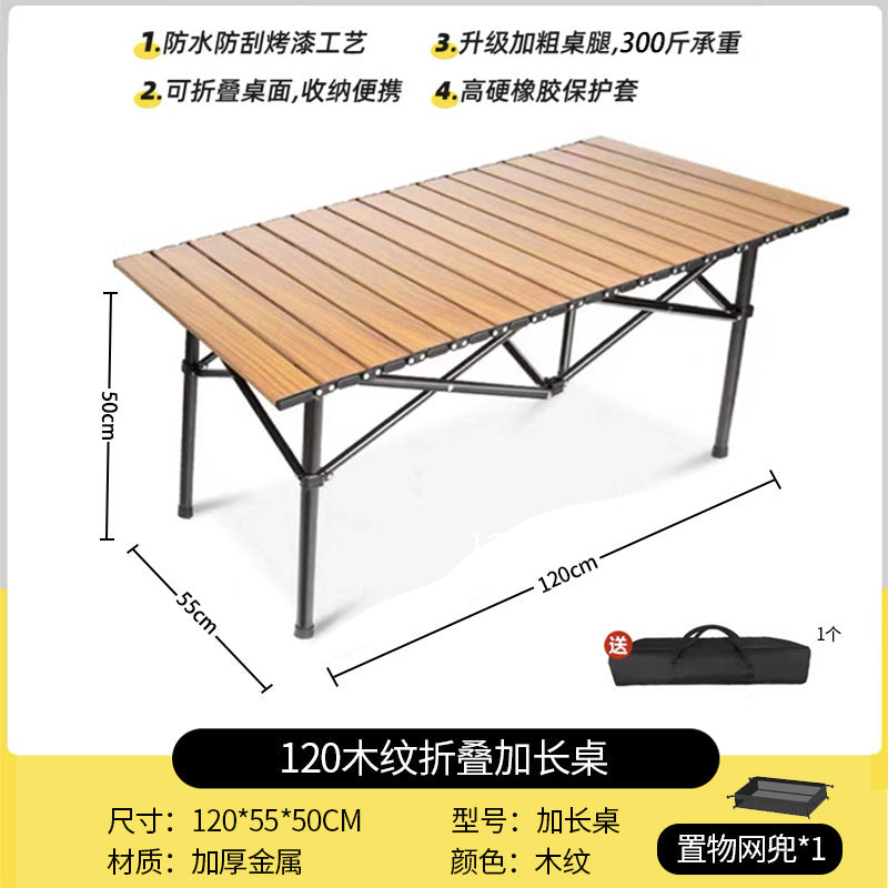 Outdoor Camping Folding Table & Chair Set – Portable Picnic Egg Roll Table Complete Kit