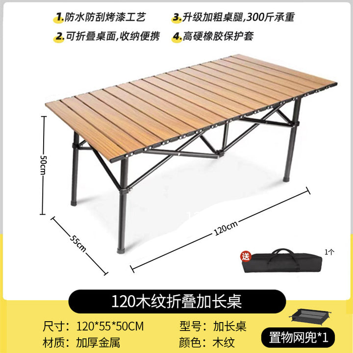 Outdoor Camping Folding Table & Chair Set – Portable Picnic Egg Roll Table Complete Kit