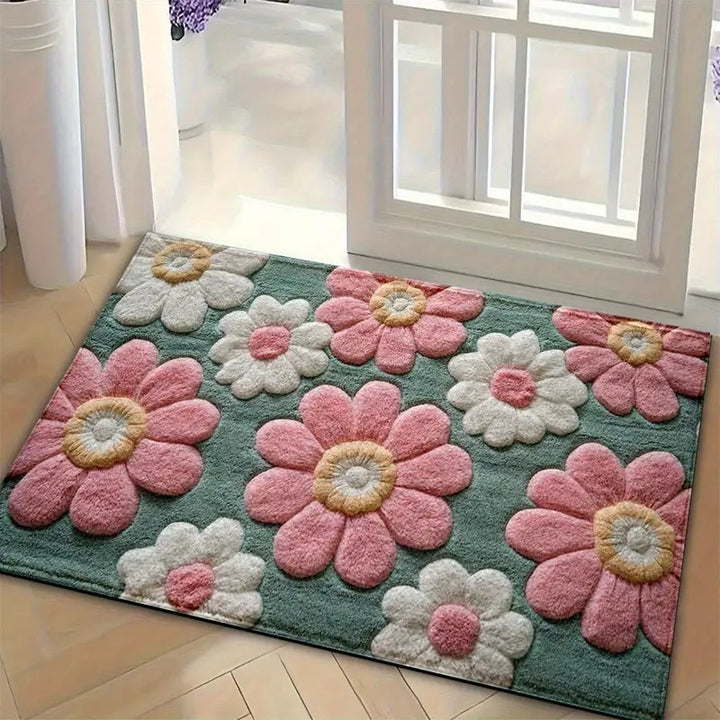 Living Room Floral Non Slip Floor Mat Entryway Entryway Stain Resistant Floor Mat