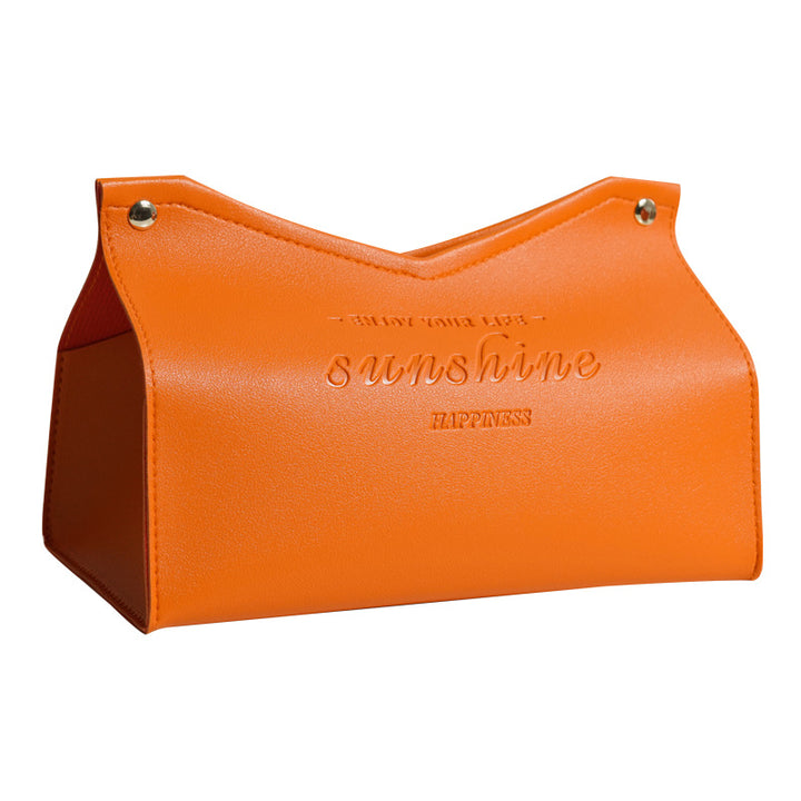 现代简约桌面皮革纸巾盒抽纸盒家用客厅酒店厨房创意收纳盒V口款