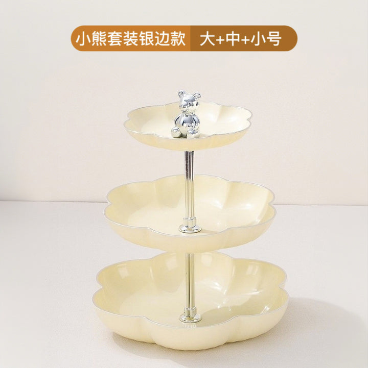 花型多层果盘小熊套装家用塑料PP糖果盘干果盘水果盘零食坚果甜品