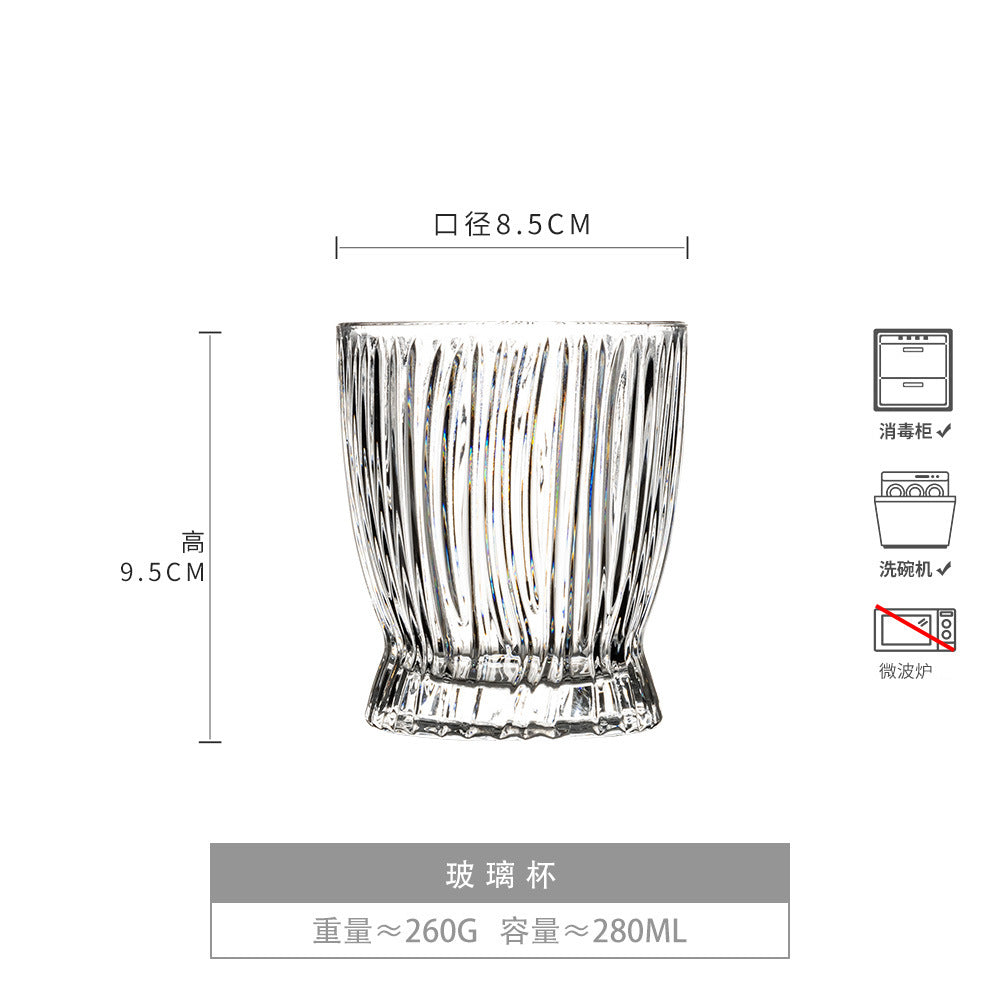创意轻奢北欧风玻璃杯透明威士忌杯冰咖啡杯高颜值家用水杯网红款