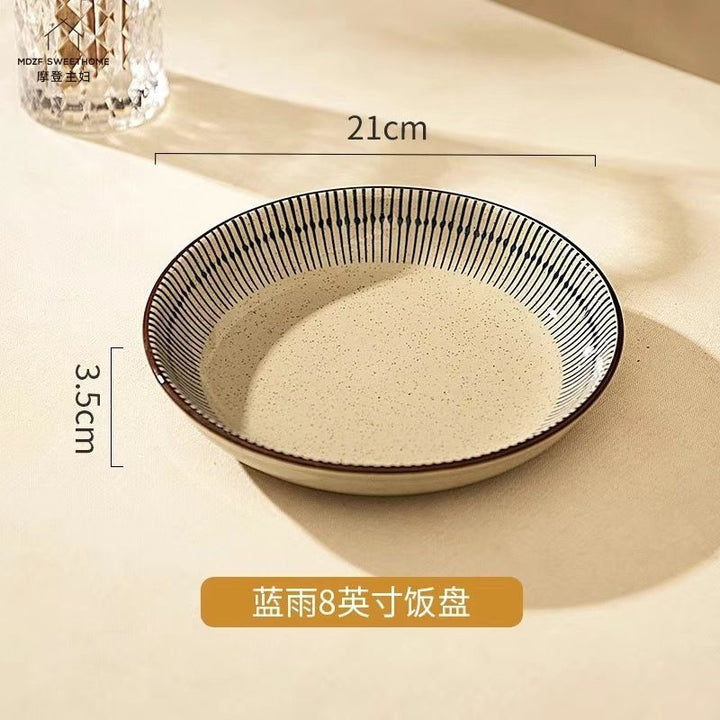 日式复古陶瓷碗碟套装高级感家用饭碗汤碗盘子碗餐具摩登主妇同款