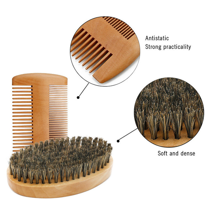 胡须护理套装男士面部修剪工具胡须剪刀胡须刷麻布袋Beard Kit