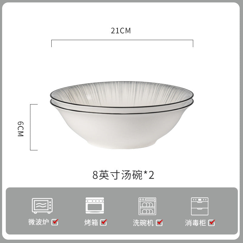 釉下彩轻奢灰陶瓷碗碟套装家用简约高级感餐具乔迁碗盘子碗具筷