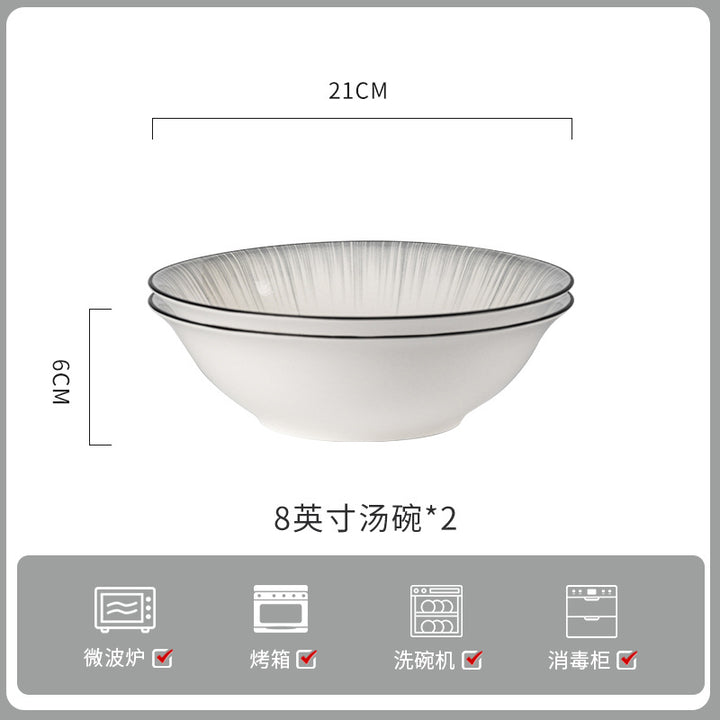 釉下彩轻奢灰陶瓷碗碟套装家用简约高级感餐具乔迁碗盘子碗具筷