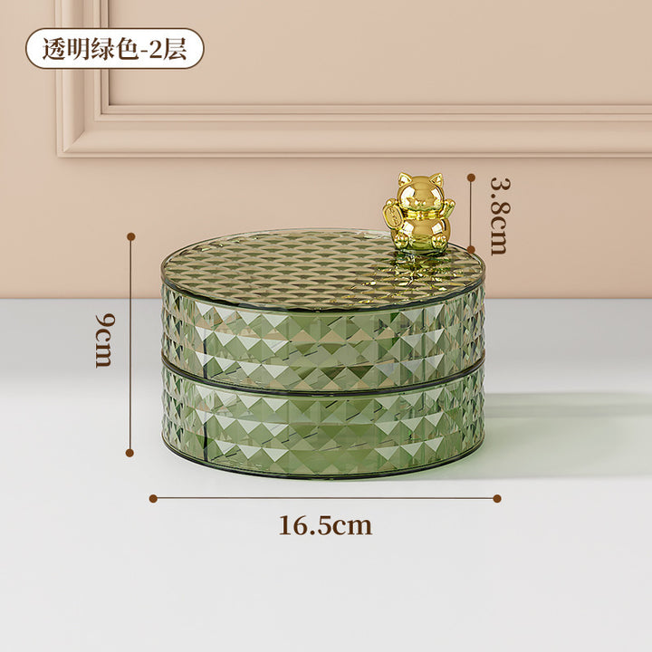 轻奢摆放盘家用客厅首饰口红盒收纳盒化妆用品收纳旋转置物盘子