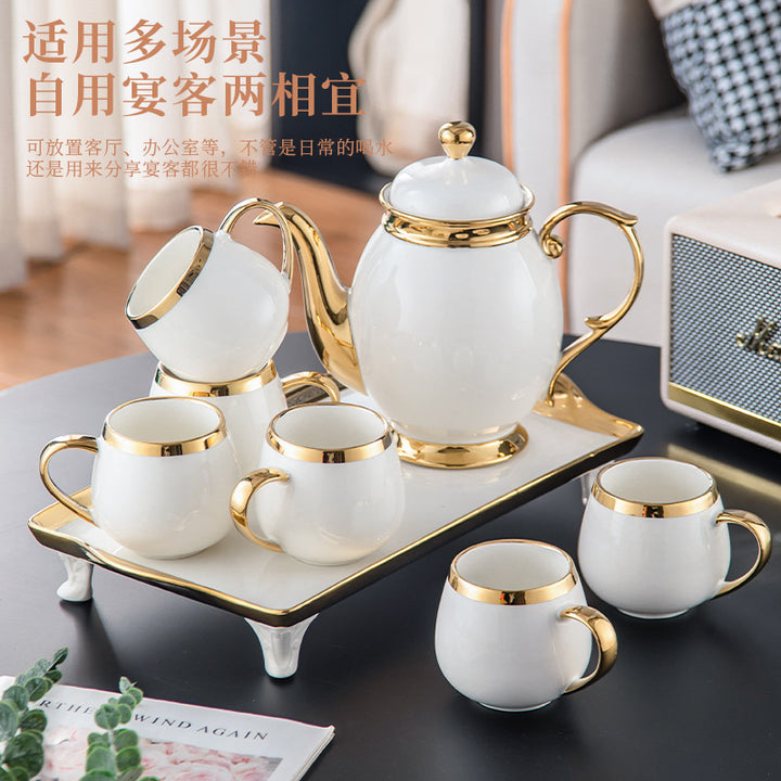 陶瓷水具桶装水套装礼物水杯茶壶茶杯新婚杯子轻奢商务礼品大容量