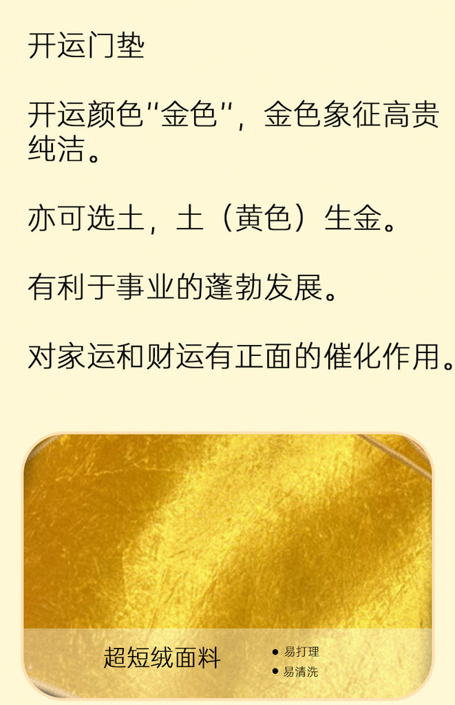 金黄色招财开运入户门垫玄关防滑脚垫工厂批发定制电商一件代发