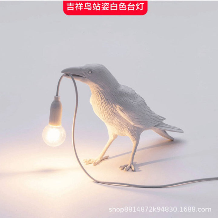 跨境款吉祥鸟树脂壁灯北欧简约创意床头小夜灯动物装摆饰小鸟台灯