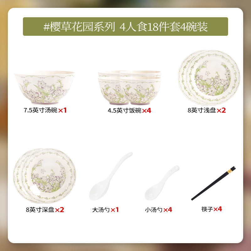 KANGMO Underglaze Color Dinner Set - Rustic Newlywed Tableware Housewarming Gift