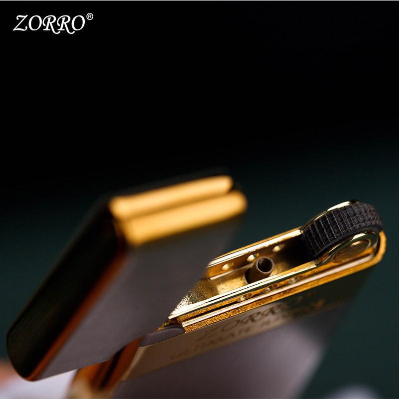 ZORRO佐罗636正品金属砂轮超薄充气打火机私人礼物激光便携男广告