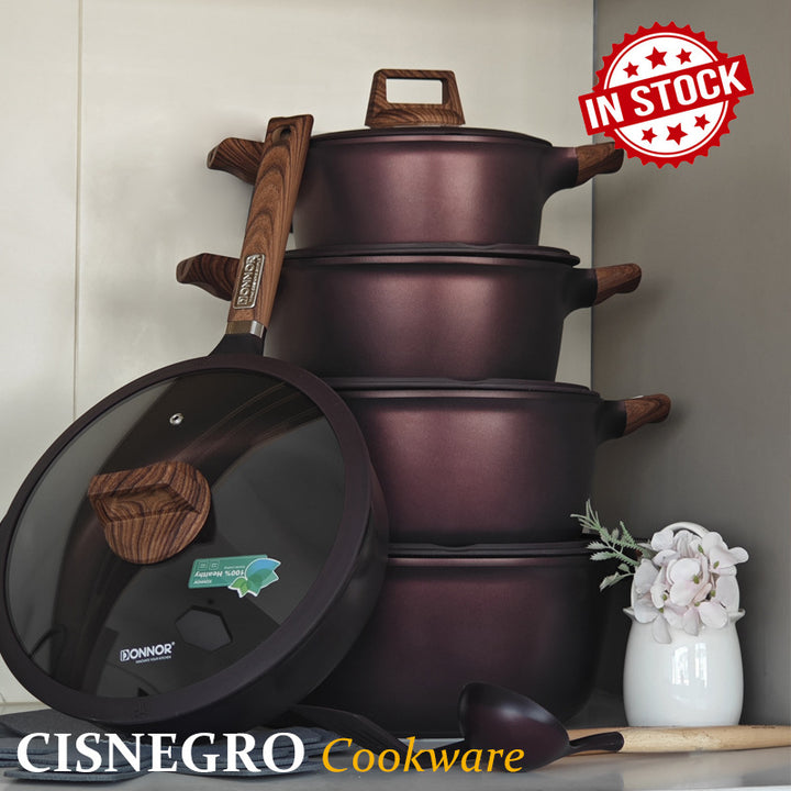 Cookware Set 15件套外贸套锅压铸覆底蓝钻内外不粘耐磨汤锅套装