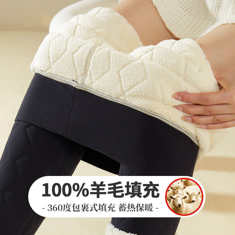 保暖裤女加绒加厚羊毛打底裤秋冬季东北九分德绒加绒裤子内穿棉裤