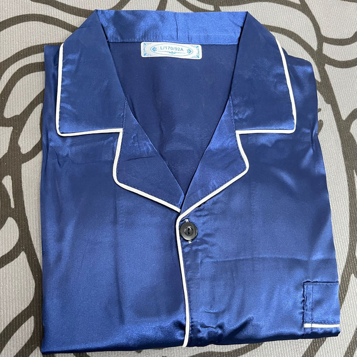 情侣睡衣冰丝长袖长裤春秋薄款宽松大码纯色简约仿真丝家居服套装